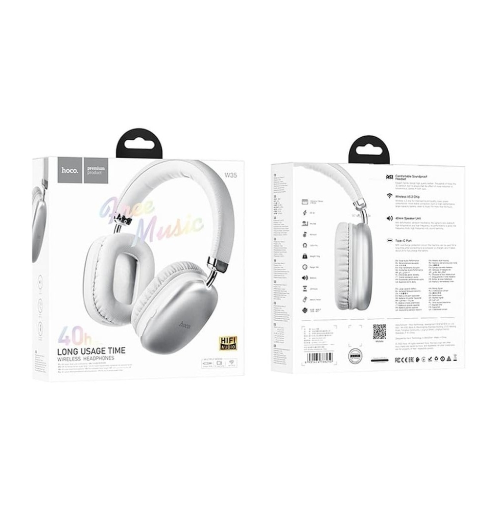 CUFFIE BLUETOOTH HOCO W35 MAX SILVER