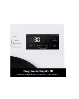 Lavatrice 9kg  Serie A1 Classe A  1400 giri, Programma Igiene con vapore, Display grande, Design essenziale  White
